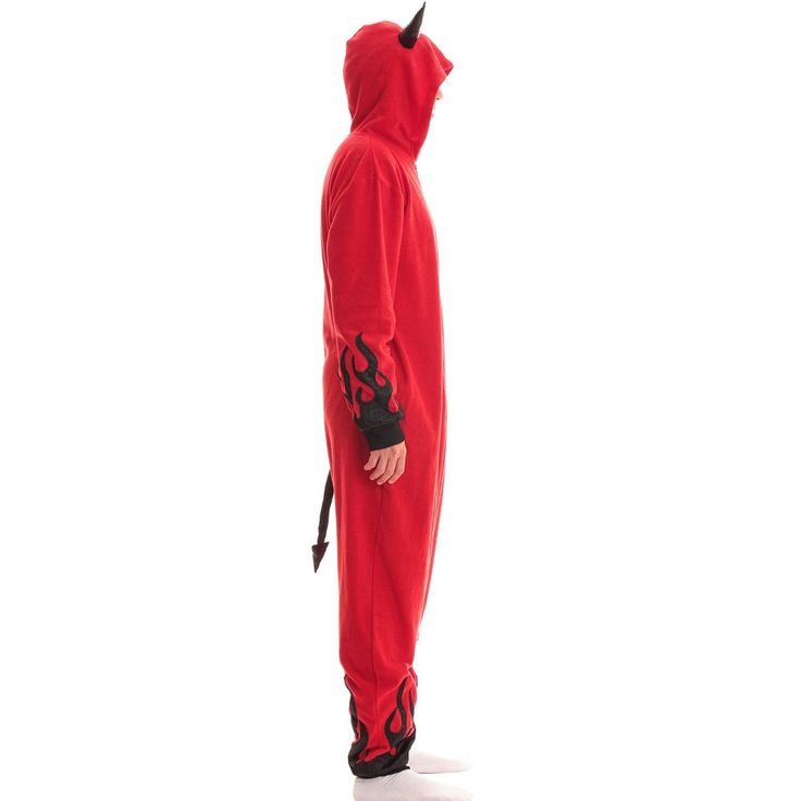 COMFORTABLY WARM AND SNUG: These adult bodysuit pajamas are made using ultra-soft synthetic material that feels incredibly cozy and keeps you warm during those cold nights. TRICK OR TREAT: The red devil bodysuit with is sure to be the hit of your Halloween party. They are also great for cosplay or kigurumi. FITS TRUE TO SIZE: We stock these scary non footed full body pjs in adult sizes ranging from S-XXL, with the right fit giving you enough room for comfortable movement. DESIGNED FOR DURABILITY Hooded Onesie For Costume Party In Winter, Hooded Onesie For Winter Costume Party, Winter Costume Party Hooded Onesie, Winter Hooded Onesie For Costume Party, Long Sleeve Onesie For Cosplay In Winter, Long Sleeve Onesie For Winter Cosplay, Casual Winter Onesie For Cosplay, Winter Long Sleeve Onesie For Cosplay, Novelty Winter Onesie For Loungewear