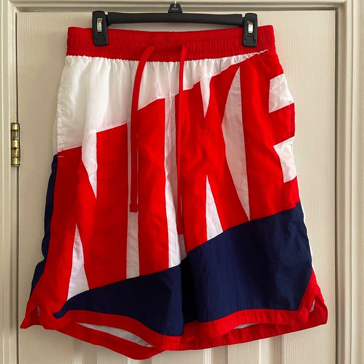 10/10 Condition Never Worn No Flaws Size Large Retro Red Sports Bottoms, Retro Red Beach Shorts, Red Cotton Shorts For Beach Season, Retro Red Shorts For Summer, Red Bottoms With Pockets For Beach Season, Sporty Red Bottoms For Beach Season, Red Sports Shorts For Beach Season, Red Summer Sports Bottoms, University Red Sporty Bottoms For Summer