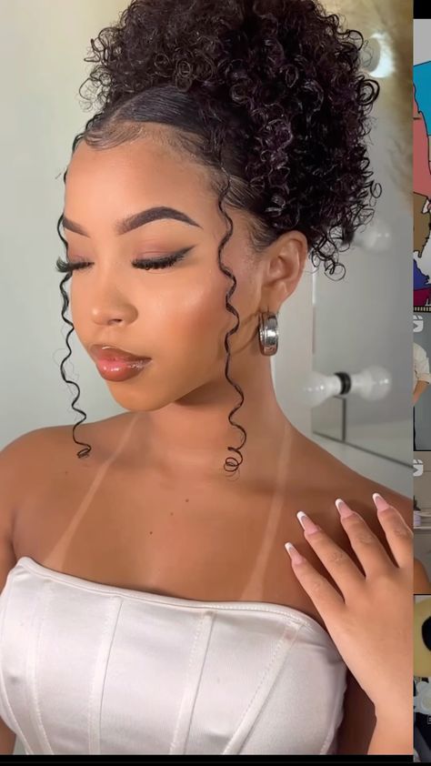 High Curly Hairstyles, Prom Hairstyles For Coily Hair, Natural Hair Prom Hairstyles Curly, Curly Birthday Hair, Afro Prom Hairstyles, Natural Hairstyles For Black Women Professional, Natural Short Curly Hairstyles Black, Natural Curly Hairstyles Short Hair, Cute Black Curly Hairstyles