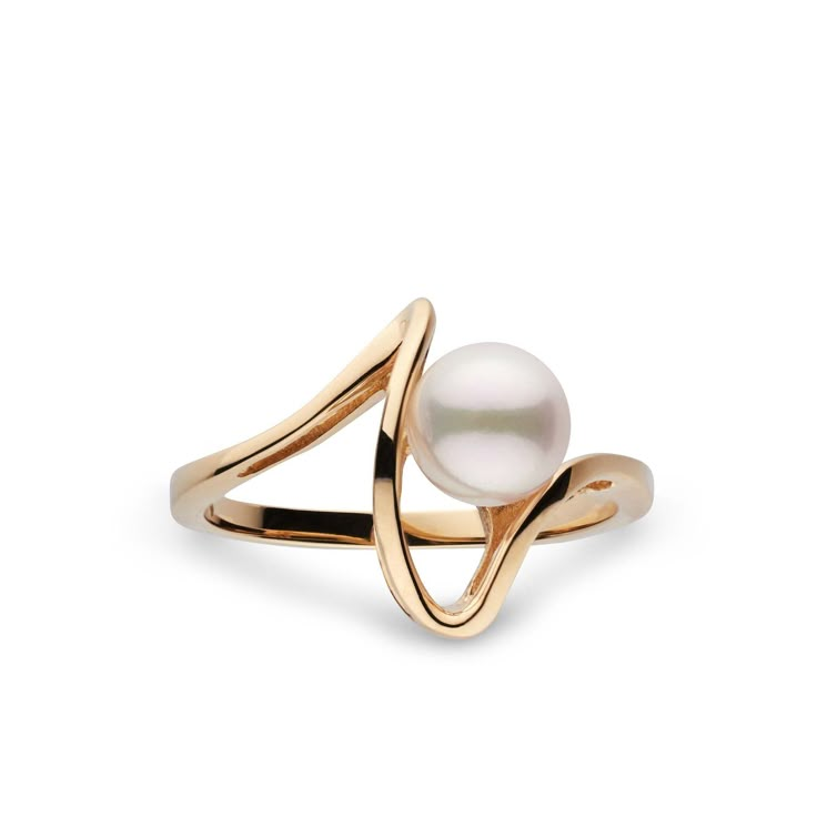 This elegant ring features a beautiful, saltwater cultured Akoya pearl. The pearl is AAA quality, with sharp luster, a round shape, and very light to zero blemishes. The ring is available in 14-karat white, yellow or rose gold. Pearl Ring Design, Akoya Pearl Ring, قلادات متدلية, Rings Pearl, White Pearl Ring, White Pearl Jewelry, Gold Pearl Jewelry, Yellow Pearl, Black Gold Jewelry