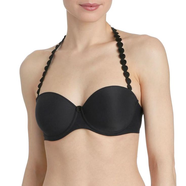 A strapless bra with the shape of a bandeau style. This bra has a straight back and a wide band made from stretch fabric for added support. Wear as a strapless bra or wear the straps over the shoulders or around the neck. Style# 012-0828 Style: Strapless Balcony Molded Underwired Bra Fabric: 39% Polyester, 35% Polyamide, 26% Elastane Design: Molded Balcony cup underwired bra with removable straps. Bra can be worn strapless or around the neck as a halter. Fit and Tips: True to size. Cafe Black, Breast Tape Lift, Straight Back, Bra Brands, Breast Lift, New Bra, Color Bands, Caftan Dress, White Band