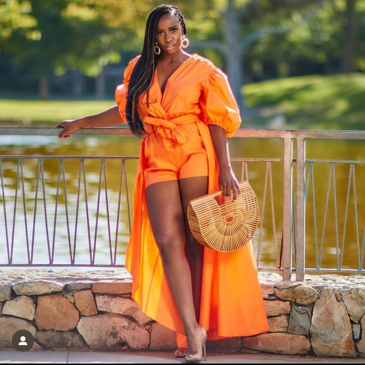 Orange Stylish Romper Orange Romper Outfit, Dressy Jumpsuit Outfit, White Jumpsuit Outfit, Tan Jumpsuit, Chiffon Lace Blouse, Black Pantsuit, Orange Romper, Utility Romper, Stretch Jumpsuit