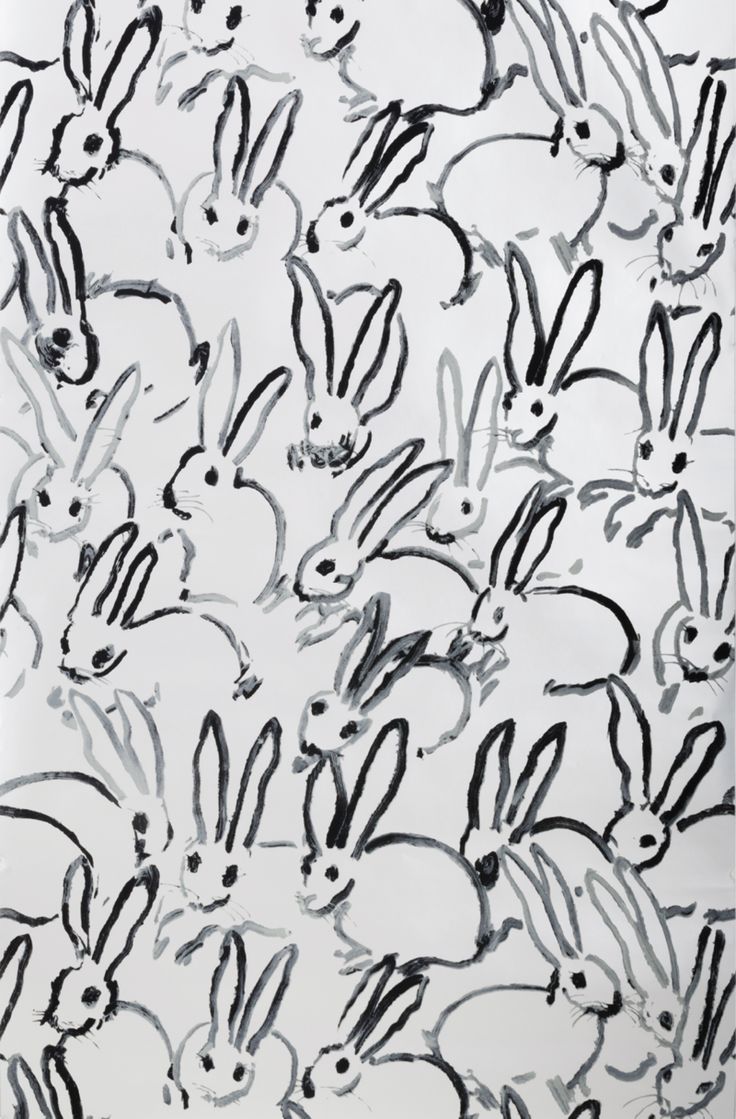 black and white drawing of many rabbits