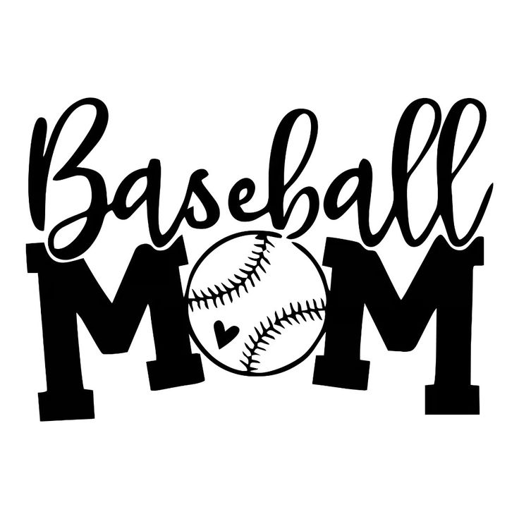 the word baseball mom with a ball inside it