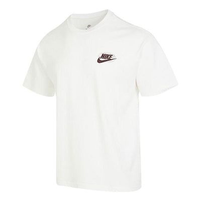 Nike Sportswear Earth T-Shirt 'White' FB9812-133 White Moisture-wicking Short Sleeve T-shirt, Casual T-shirt With Three Stripes Branding For Sports Season, White Athleisure T-shirt For Sports Season, White Short Sleeve Sportswear T-shirt, Nike Moisture-wicking Sportswear T-shirt, Sporty Short Sleeve T-shirt For Sports Season, Crew Neck T-shirt For Light Sports, White Relaxed Fit T-shirt With Three Stripes, Nike Sporty T-shirt With Logo Print