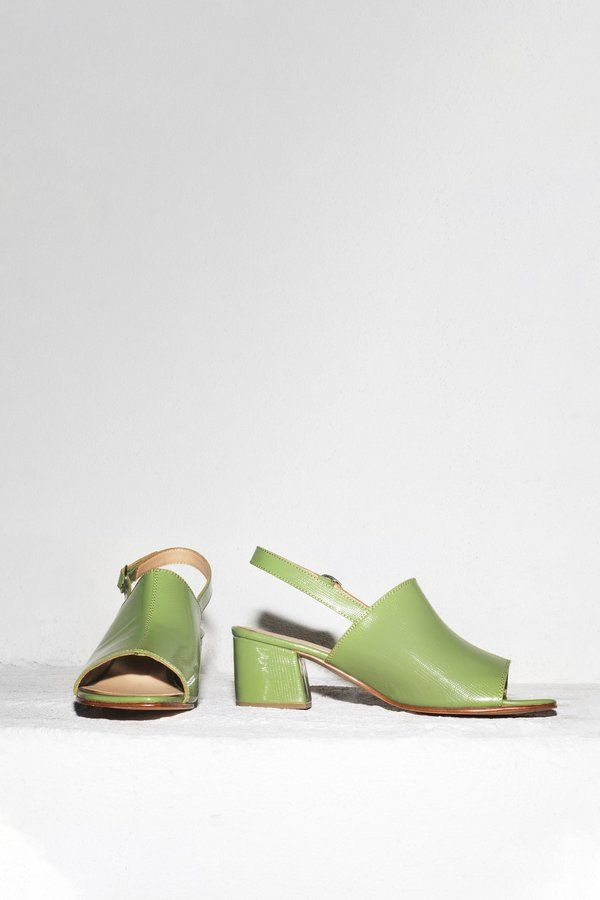 No.6 Leah Sandal - Pistachio Spring Green Slingback Sandals, Green Buckle Closure Slingback Sandals For Summer, Green Leather Sole Open Toe Sandals, Summer Green Open Heel Mules, Sling Back Sandals, Green Leather Open-heel Mules, Rachel Antonoff, Aw Yeah, No 6