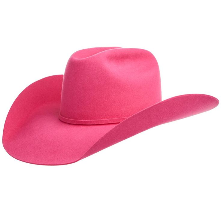 Rodeo King 7X Bright Pink 4 1/2in Brim OC Felt Cowboy Hat Western Felt Hat With Flat Bill, Fitted Western Felt Hat With Flat Bill, Western Fitted Felt Hat With Flat Bill, Fitted Felt Hat With Flat Bill For Country Events, Western Style Fitted Hat With Flat Bill, Fitted Flat Bill Felt Hat For Country Events, Western Hat With Curved Brim, Western Style Fitted Sun Hat With Flat Brim, Fitted Pink Hat For Rodeo