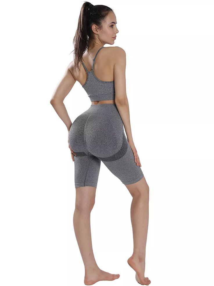 🍑 Brazilian Booty Lift Shorts - Sexy booty scrunch shorts for women, anti cellulite butt popping shorts, with the back ruched design, the butt lift honeycomb textured shorts gently accentuate the brazilian cheeky booty/buttock, offering better push up effect. It can give your butt a streamlined look like a Juicy peach. Plus a butt lifting feature for a natural looking back. 🍑 Non-cellulite & Stretchy Fabric - 92% polyester and 8% spandex. Using 4 way Stretch Fabric that slims, conforms, and co Shaping Solid Activewear For Gym, Fitted Seamless Biker Shorts For Gym, Shaping Mid-thigh Length Activewear For Workout, High Stretch Seamless Biker Shorts For Workout, Gray Stretch Biker Shorts For Gym, Shaping Activewear For Workout, Shaping Activewear For Workout, Mid-thigh Length, Fitted Gray Athletic Shorts For Gym, Sporty Shaping Activewear For Sports