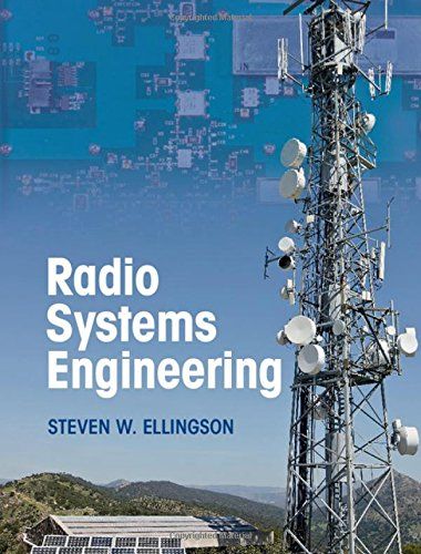 radio systems engineering book cover with an image of a cell phone tower in the background