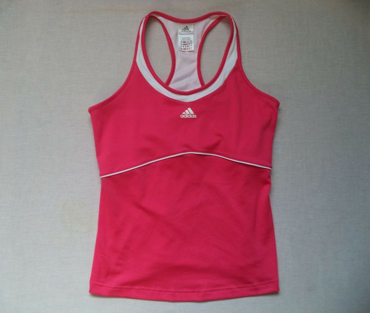 Womens Adidas fitness sports top - sz L inner bra halter top - breathable - fast drying shell: 94% polyester / 6% spandex halter lining: polyester color: hot pink *pre-owned - excellent condition  Visit our eBay Store: One Maine Guy Sports Fitted Sleeveless Sports T-shirt, Adidas Sportswear T-shirt For Gym, Fitted Adidas Athleisure Top, Fitted Adidas Athleisure Top With Logo, Fitted Adidas Logo Top In Athleisure Style, Sporty Fitted Adidas Logo Tops, Fitted Adidas Sportswear Tops, Fitted Sportswear Tops With Adidas Logo, Adidas Fitted Tops For Sports