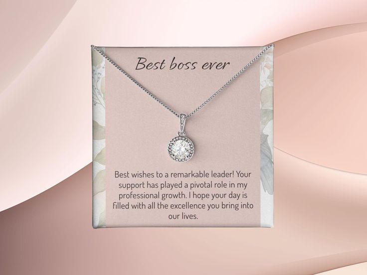 Show your boss how much their leadership means with this elegant necklace, featuring a radiant pendant. A thoughtful and meaningful gift, perfect for Boss's Day, promotions, or celebrating a professional milestone. Surprise your loved one with a timeless and elegant gift. Our dazzling Eternal Hope Necklace features a cushion cut center cubic zirconia that will sparkle with every step. The center crystal is adorned with equally brilliant CZ crystals, ensuring a stunning look every wear. Wow her b Elegant Round Necklaces With Gift Box, Elegant Round Necklace With Gift Box, Elegant Round Pendant Necklaces As Gift, Elegant Round Pendant Necklaces For Gifts, Elegant Formal Necklaces For Gifts, Elegant Formal Necklace For Gifts, Hope Necklace, Professional Jewelry, Elegant Necklace