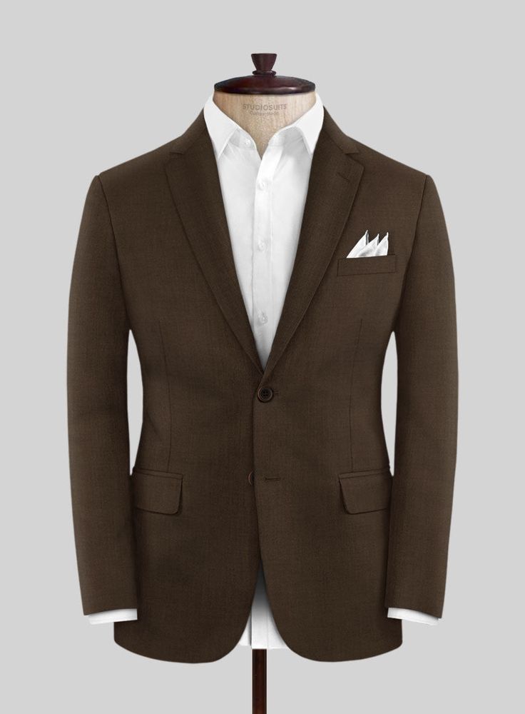 For everyday wear during colder months, there is no finer choice than our Scabal Brown Wool suit. Crafted from pure wool, the scabal suit is a versatile go-to garment that is reliably warm and breathable, drapes well and holds a decent silhouette even after years of use.   Look Includes  Scabal Brown Wool Fabric  Two Button Jacket Style  Notch Lapel  Horn Brown Buttons  Single Vent  Three Cuff Buttons  Two Welted Back Pockets on Trousers    Click 'Customize Now' to modify the look if needed. Grey Tweed Suit, Herringbone Tweed Jacket, White Linen Suit, Green Velvet Jacket, Peaky Blinders Suit, Royal Blue Suit, Blue Chinos, Beautiful Suit, Tweed Suits