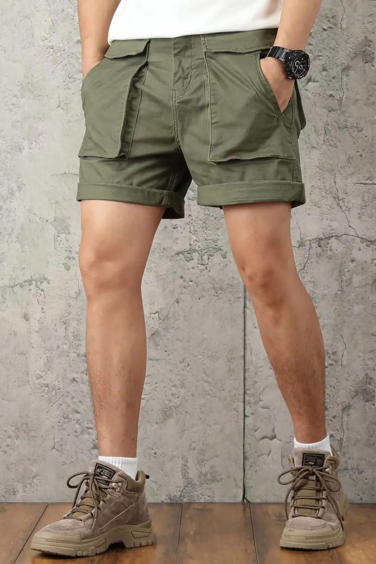 Applicable Scene: CASUAL Style: Casual Pattern Type: Solid Applicable Season: summer Material: cotton Material: spandex Gender: MEN Waist Type: MID Item Type: shorts Length: knee length Closure Type: Elastic Waist Decoration: Pockets Men Waist, Pants Loose, Summer Black, Mens Bottom, Short Pants, Season Summer, Cargo Shorts, Cotton Material, Casual Style