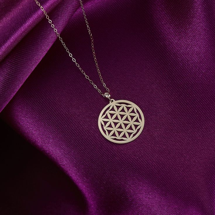 "14K SOLID GOLD FLOWER OF LIFE NECKLACE PENDANT FOR WOMAN The Flower Of Life symbol is one of the most fascinating, well known, and recognized geometric symbols within the magical world of Sacred Geometry. This special symbol represents the cycle of life. It's believed that within this symbol, holds the most meaningful and sacred patterns of our universe as a whole. WORLDWIDE FREE EXPRESS SHIPPING DIALOOK JEWELRY ITEM DETAILS Material: 14K Solid GOLD (Not Filled or Plated). Gold Necklace Chain L Spiritual White Gold Charm Necklace Gift, Spiritual Yellow Gold Charm Necklace For Her, Spiritual Yellow Gold Necklace As Gift For Her, Hypoallergenic Yellow Gold Spiritual Jewelry, Spiritual Hypoallergenic Jewelry As Gift For Her, Gold Spiritual Charm Necklace With Flower Pendant, Gold Spiritual Flower Pendant Charm Necklaces, Spiritual Gold Plated Necklace For Anniversary, Spiritual Rose Gold Jewelry Gift For Her