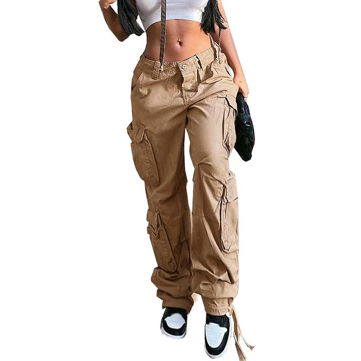 PRICES MAY VARY. Material-The cargo pants women are mainly made of 75% cotton and 25% polyester,skin-friendly,breathable,soft and comfortable. Features-Women's Baggy Cargo Pants,high rise wide leg,hide zipper for easy opening and closing,practical pocket design,loose fit for maximum free,trend and fashionable. Size-The straight leg cargo pants for women are available in XS/S/M/L.Meet your size needs,great gifts for friends or family members.Please allow 1-2cm differences due to manual measuremen Pantalones Boyfriend, Cargo Pants Women Baggy, Women High Waist Pants, Cargo Pants Baggy, Y2k Cargo Pants, Streetwear Cargo Pants, Boyfriend Pants, Denim Cargo Pants, Baggy Cargo Pants