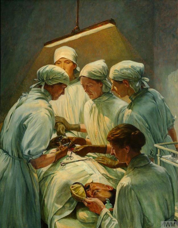 a painting of nurses tending to a patient