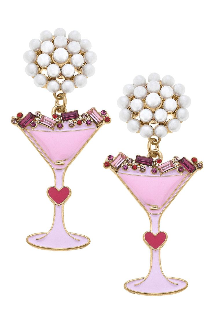 Get ready to sparkle and shine with these limited-edition Jewel Martini Enamel Earrings in Pink & Fuchsia. Perfect for Valentine's Day, soirees, or a girls night out, these earrings add a touch of glamour to any outfit. Stand out from the crowd with these eye-catching and fun earrings. Girly Accessories, Sparkle And Shine, Enamel Earrings, Fun Earrings, Pretty Jewellery, Girls Night Out, Cute Jewelry, Vintage Charms, Earings Piercings