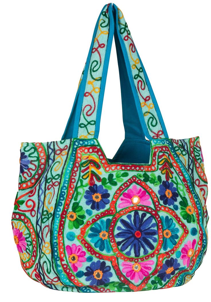 PRICES MAY VARY. USPTO REGISTERED TRADEMARKED BRAND ✮QUALITY HANDMADE CRAFTSMANSHIP - Handmade by Tribe Azure Fair Trade Artisans. Each Bag is individually made by hand with great attention to details. Embroidered floral elephant tapestry with real mirrors. ✮STRONG, DURABLE, COMFORTABLE - Outside is soft cotton. Inside is thick canvas fabric lining for maximum durability. Large wide straps for a comfortable carry ✮LARGE/MEDIUM ROOMY SIZE: 12"Height x 13" width x 7" depth. Handle Drops 11 inches. Playful Multicolor Spring Bags, Blue Embroidered Summer Shoulder Bag, Summer Blue Embroidered Shoulder Bag, Blue Embroidered Shoulder Bag For Summer, Playful Summer Beach Shoulder Bag, Multicolor Shoulder Bag For Beach Festivals, Playful Summer Vacation Shoulder Bag, Fun Multicolor Summer Bags, Embroidered Multicolor Shoulder Bag For Summer