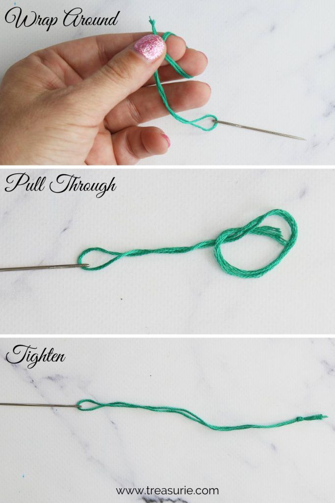 two pictures showing how to make a crochet hook with yarn and cotton thread