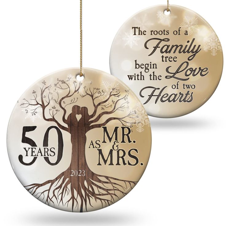 two personalized christmas ornament ornaments with tree and couple's names on them