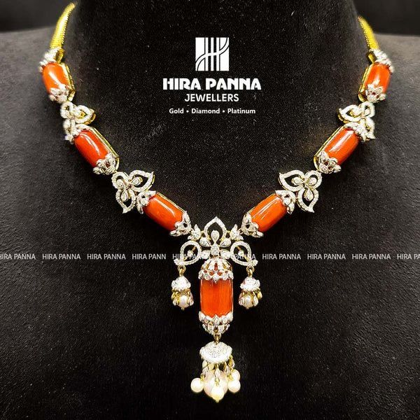 Indian Coral Jewellery Gold, Coral Necklace Indian, Coral Jewelry Indian Gold, Black Diamond Chain, Coral Jewelry Set, Diamond Necklace Simple, Gold Pearl Jewelry, Diamond Pendants Designs, Designer Diamond Jewellery