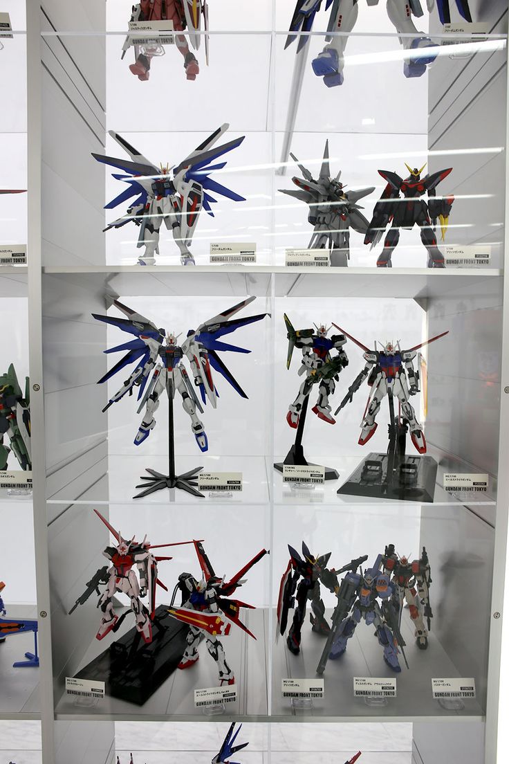 a display case filled with different types of action figures