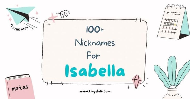 an illustration with the words 100 nicknames for isabiella