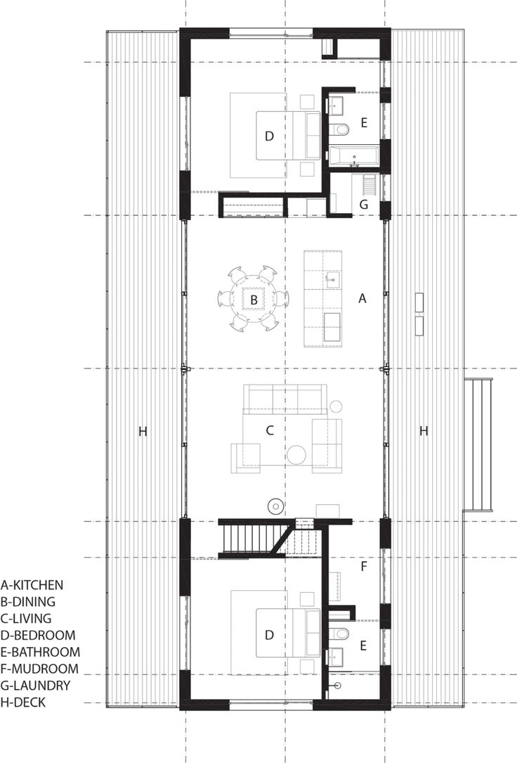 the floor plan for this modern home is shown in black and white, with two levels above