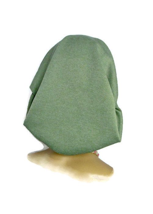 Hair Snood Sea Green Turban Volumizer Chemo Headwear by myscap Green Cotton Hat One Size, Casual Green Adjustable Bonnet, Green Bonnet, One Size Fits Most, Green Bonnet One Size Fits Most, One Size Green Bonnet, Fitted Green Beanie, Cast Sock, Crutch Pad, Knit Snood