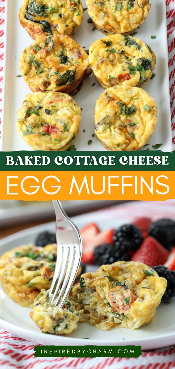 egg muffins on a plate with a fork in the middle and berries around