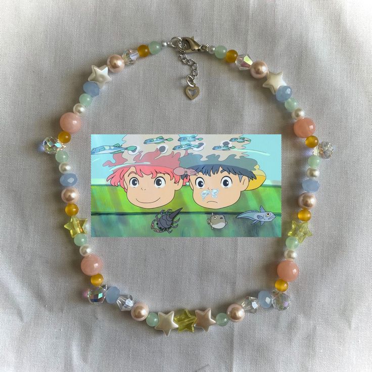 Bead Soup Necklace, Ponyo Jewellery, Bead Soup Jewelry, Aesthetic Beads, Pola Manik, Bead Soup, 일본 패션, Gelang Manik-manik, Anime Jewelry