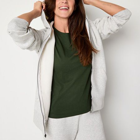 The Xersion women's long-sleeve hoodie combines warmth and style with its ultra-soft fleece fabric and cozy hood. Ideal for layering on chilly days or relaxing at home.Closure Type: ZipperFit: Regular FitNeckline: Hooded NeckPockets: 2 Front Slip PocketsSleeve Length: Long SleeveSleeve Style: Cuffed SleeveApparel Length: 27 Inches - FrontFiber Content: 55% Cotton, 45% Recycled PolyesterFabric Description: FleeceCare: Tumble Dry, Machine WashCountry of Origin: Imported Winter Athleisure Activewear With Fleece Lining, Sporty Sweatshirt With Soft Texture, Sporty Hoodie With Soft Texture And Relaxed Fit, Cozy Relaxed Fit Activewear For Winter, Cozy Relaxed Fit Winter Activewear, Super Soft Relaxed Fit Winter Sweats, Winter Athleisure Sweatshirt With Soft Texture, Sporty Hoodie With Cozy Fit And Soft Texture, Winter Sweats With Relaxed Fit And Super Soft Texture