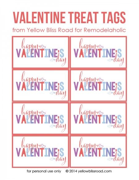 Colorful Printable Valentine's Treat Tags Free Printable Valentines Tags, Valentines Tags, Valentines Gift Tags, Happy Hearts Day, February Valentines, Printable Valentines, Preschool Valentines, Valentine's Day Printables, Valentines Printables Free