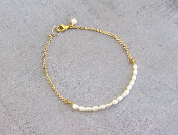 Dainty pearl bracelet gold filled simple wedding beaded by lunahoo Delicate Pearl Bracelet With Tiny Beads As Gift, Gold Pearl Bracelet With Tiny Beads For Weddings, Delicate Tiny Beads Pearl Bracelet As Gift, Delicate Tiny Beaded Bracelets For Wedding, Dainty Beaded Bracelets For Wedding With Tiny Beads, Dainty Tiny Beads Wedding Bracelets, Dainty Tiny Beaded Wedding Bracelets, Dainty Beaded Bracelets With Pearl Drop, Dainty Beaded Bracelets With Pearl Charm For Bridesmaids