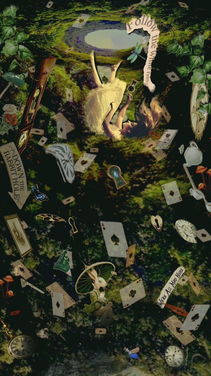 an aerial view of many objects floating in the air with trees and grass around them