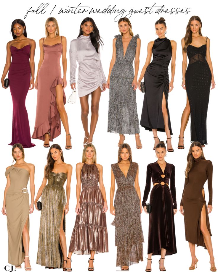 different dresses from the fall / winter 2011 collection, all in metallic and bronze tones