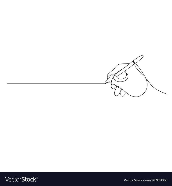 a hand holding a pencil and writing on a blank paper with the line drawn behind it