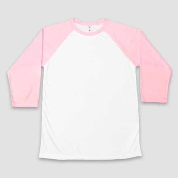 Sublimation Blanks - 100% Polyester ADULT White/Black Raglan T-Shirt X-S, Small, Medium, Large, X-Large, 2XL Lightweight performance t-shirt Buttery soft polyester Durable Best t-shirt for sublimation printing Reliable USA based wholesale supplier Color: White/Pink Sizes (ADULT): XS, Small, Medium, Large, X-Large, 2X-Large Basic Pink Pre-shrunk T-shirt, Sporty Pink Tops With Sublimation Print, Pink Relaxed Fit Pre-shrunk T-shirt, White Raglan Sleeve T-shirt For Sports, Sporty Pink Top With Custom Print, Pink Relaxed Fit Sporty T-shirt, Pink Cotton Sublimation T-shirt With Custom Print, Pink Sublimation Print Sports Top, Pink Crew Neck Top With Sublimation Graphic Print