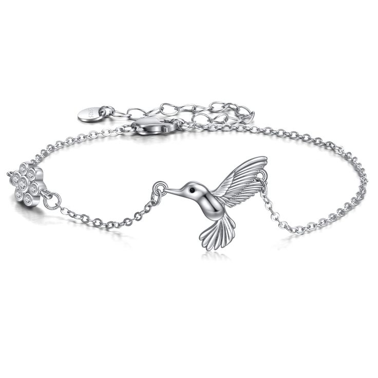 PRICES MAY VARY. 💖Hummingbird Story: Hummingbird symbolizes hundreds different joyful and lucky meanings from original stories varys in different places over the world. A hummingbird shows the lightness of being, and enjoyment of life. Teaches us to heal life with the magic of flowers. This cute hummingbird bracelet is the perfect gift for your beloved, or hummingbird lovers and collectors. 💖 Material: 925 sterling silver Hummingbird jewelry,hypoallergenic, tarnish resistant,nickel-free,lead-f Adjustable Bird Design Jewelry As Gift, Adjustable Bird Design Jewelry For Gifts, Adjustable Bird Design Jewelry Gift, Hummingbird Bracelet, Sloth Jewelry, Hummingbird Jewelry, Hummingbird Gifts, Hummingbird Pendant, Animal Bracelet