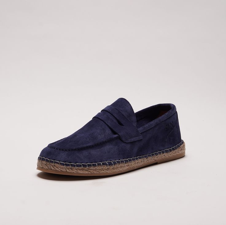 Burano Blue color Scarpa Nube shoes are designed for everyday wear. These handmade espadrilles are the lightest and most comfortable shoes for men who wants to add style to their wardrobe or try something else than sneakers for a change. They have supple suede uppers that mould to the shape of your feet with wear and are set on durable jute & rubber bases detailed with traditional braided jute trims. Navy Leather Casual Slip-ons, Suede Slip-on Espadrilles With Stitched Sole, Suede Slip-on Espadrilles With Leather Sole, Leather Slip-on Espadrilles With Stitched Sole, Casual Leather Espadrilles With Stitched Sole, Slip-on Suede Espadrilles With Stitched Sole, Casual Summer Boat Shoes With Leather Sole, Slip-on Espadrilles With Stitched Sole, Casual Leather Loafers For The Beach