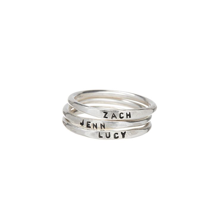 Our best-selling handmade personalized stacking ring is a minimalist masterpiece. Handstamped with teeny tiny 1mm letters, this ring' truly stands out from the rest. With its customizable design, you can add names, dates, or words that hold special meaning to you. The teeny tiny letters make it so special and unique. Crafted with quality sterling silver / 14k gold filled, our jewelry is made to last, to ensure its longevity Each letter is carefully handstamped with love. Metal: 14k Gold Filled o Adjustable Stackable Initial Ring For Everyday, Meaningful Personalized Adjustable Stackable Rings, Personalized Adjustable Meaningful Stackable Rings, Adjustable Stackable Rings With Custom Name, Custom Name Adjustable Stackable Rings, Adjustable Stackable Initial Ring, Adjustable Engraved Stackable Ring For Everyday, Adjustable Personalized Stackable Rings, Everyday Adjustable Stackable Engraved Ring