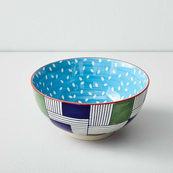 Hand painted bowl design idea White Pasta Bowls, Ceramics Bowls Designs, Design For Kitchen, Hand Painted Pattern, Bowl Sets, Colorful Bowls, Large Salad, Color Me Mine, Pottery Painting Designs