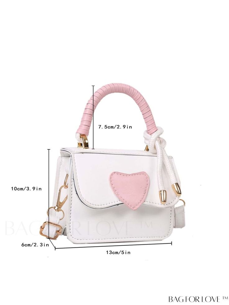 BagForLove - Compact Heart Patch Flap Square Bag Product Description Color White Bag Size Mini Pattern Type Plain Strap Type Top Handle Coating 100% Polyurethane Composition 100% Polyurethane Material PU Leather Size Chart INCH CM Strap Length Bag Length Bag Width Bag Height Handle Height 47.2 inch 5.1 inch 2.4 inch 3.9 inch 3 inch Strap Length Bag Length Bag Width Bag Height Handle Height 120 cm 13 cm 6 cm 10 cm 7.5 cm Details Pictures Similar Products h2 { text-align: center; } /* 换行 */ li{ wh Sling Crossbody Bag, Heart Patch, Heart Patches, Pink Purse, Gold Initial, Personalize Bag, Leather Zipper, Square Bag, Flap Bag