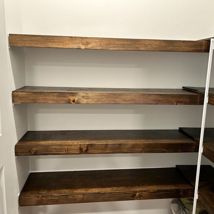 the shelves are made out of wood and have no one in them or they can be used as shelving