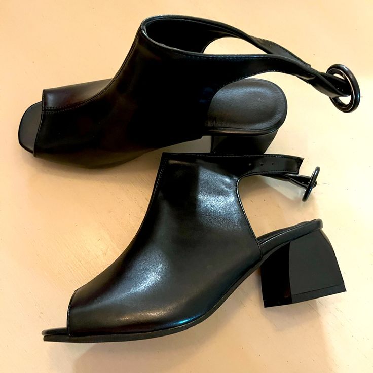 Brand New Peep Toe Chunky Black Slingback Booties Shoes Women Heels, New Color, Shoes Heels, Women Shoes, Brand New, Heels, Women Shopping, Black, Color