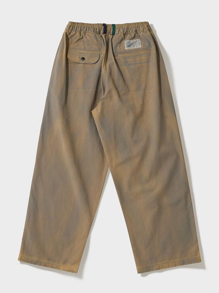 This is a casual and comfortable banding pants that is made out of high quality cotton 100% fabric. With design detail of unique washed collar and back flap pocket and welt pocket, it gives a trendy and casual mood.- Elastic waistband- Back welt pocket and flap pocket with button- Woven label on the back Urban Chinos With Pockets For Streetwear, Casual Washed Brown Bottoms, Casual Brown Washed Bottoms, Beige Patch Pockets Pants For Streetwear, Washed Khaki Cotton Bottoms, Khaki Washed Cotton Bottoms, Beige Streetwear Pants With Patch Pockets, Relaxed Fit Washed Pants For Work, Beige Relaxed Fit Jeans With Patch Pockets