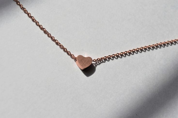 adjustable necklace: - shortest: 43 cm - longest: 48.8 cm Simple Rose Gold Jewelry With Heart Charm, Minimalist Adjustable Heart Charm Necklaces, Minimalist Heart Necklace With Delicate Adjustable Chain, Simple Rose Gold Heart Jewelry, Dainty Rose Gold Heart Necklace Gift For Her, Simple Rose Gold Necklace Gift For Her, Simple Rose Gold Necklace As Gift For Her, Dainty Rose Gold Heart Necklace For Her, Simple Rose Gold Necklace For Her