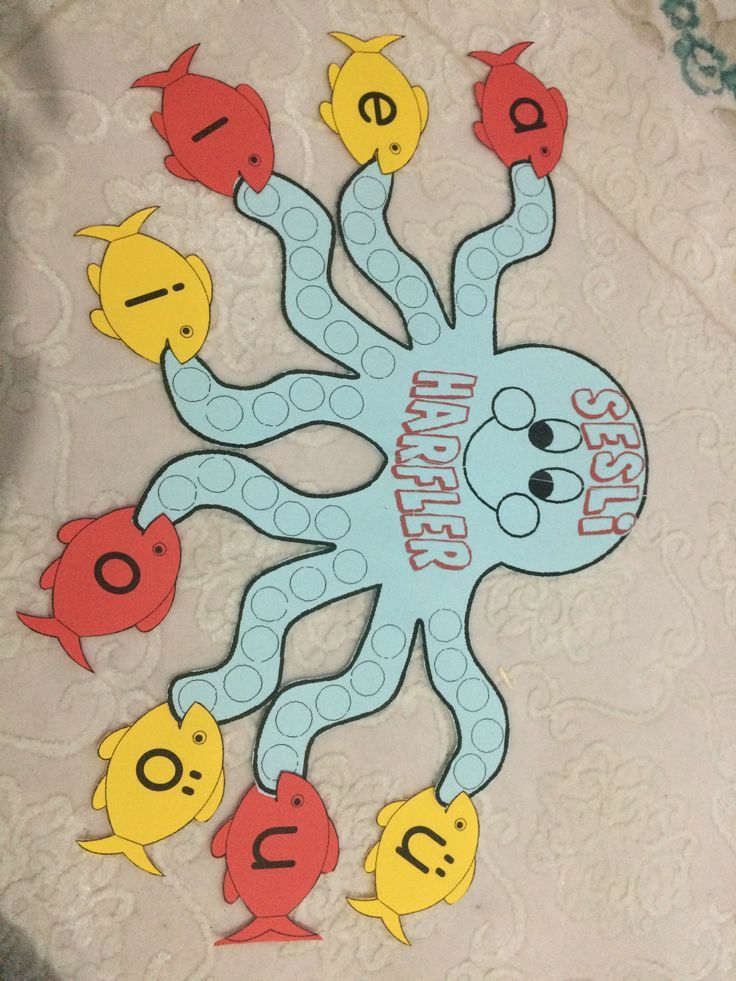 an octopus is surrounded by fish and letters