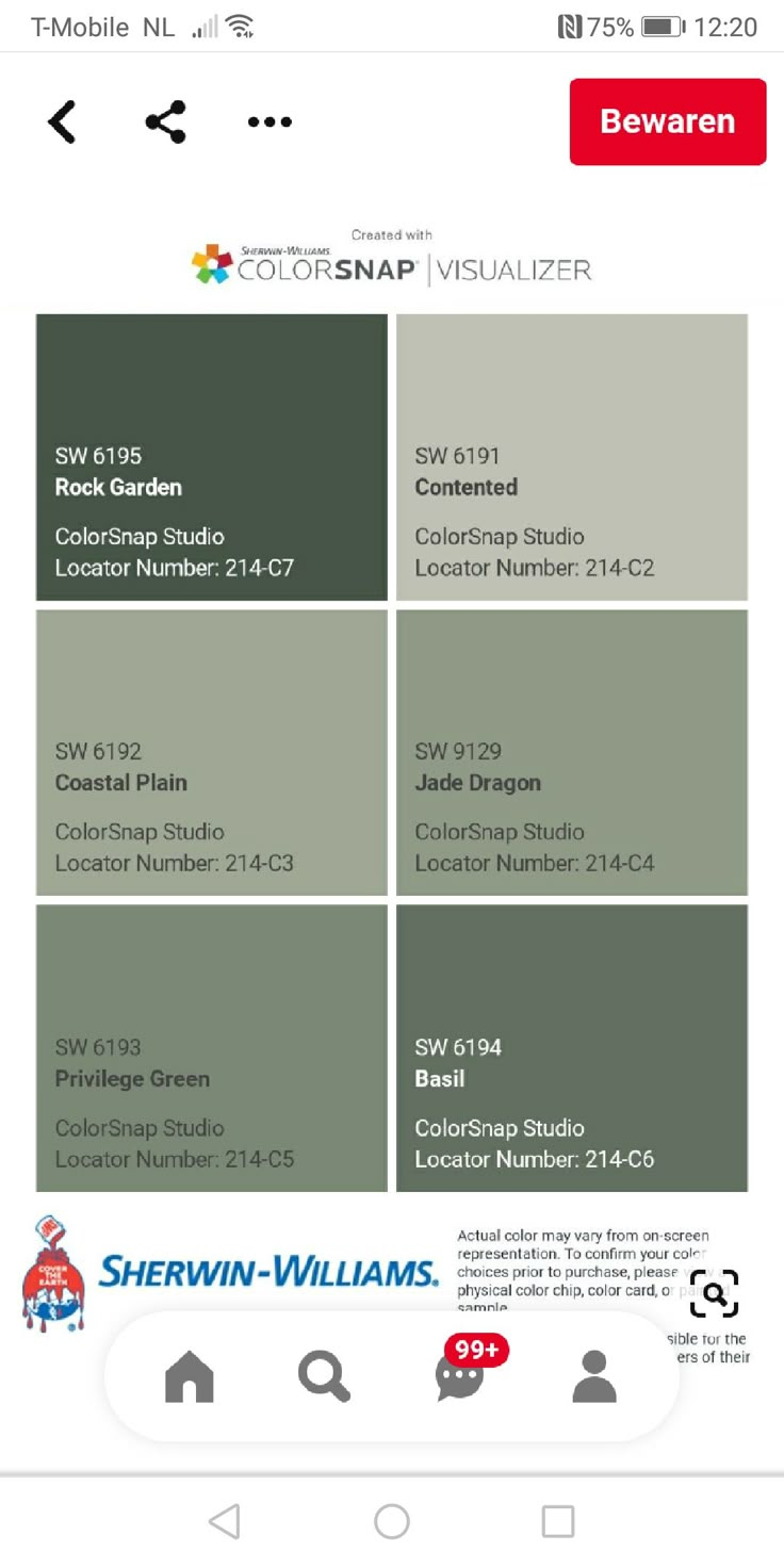 the color scheme for sherwinn - williams's website