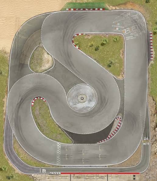 an aerial view of a race track from above